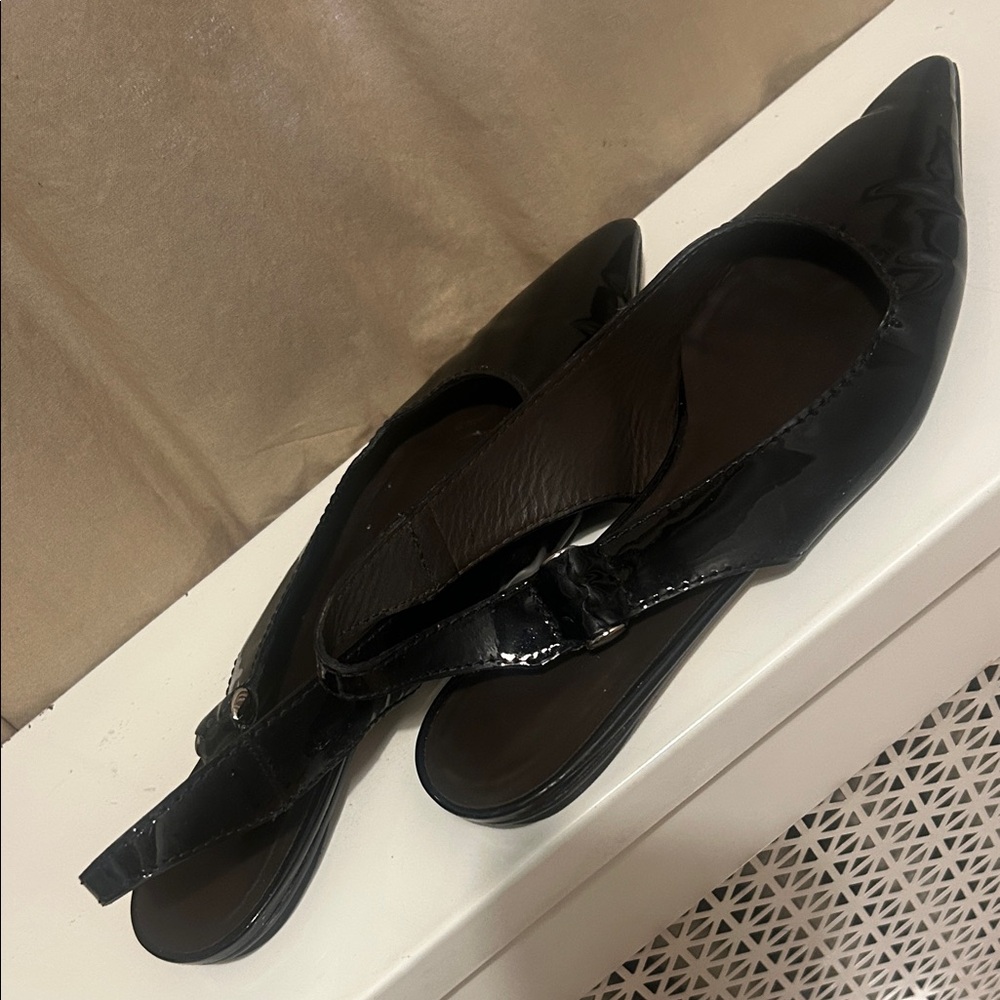 Calvin Klein Collection Black Patent Slingback Flats